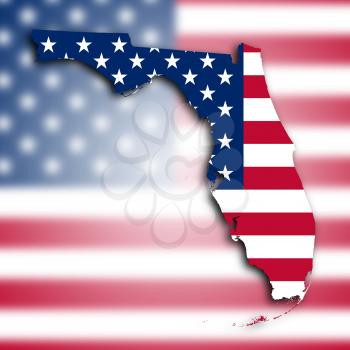 Map of Florida, filled with the national flag