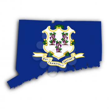 Map of Connecticut, filled with the state flag