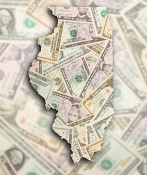 Map of Illinois, filled with US dollars