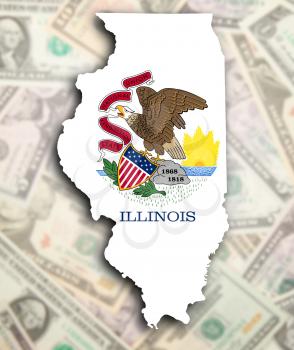 Map of Illinois, filled with the state flag