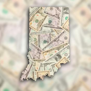 Map of Indiana, filled with US dollars