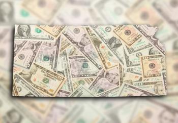 Map of Kansas, filled with US dollars