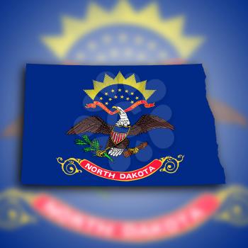 Map of North Dakota, filled with the state flag