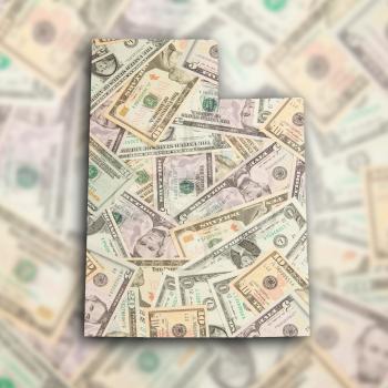 Map of Utah, filled with US dollars