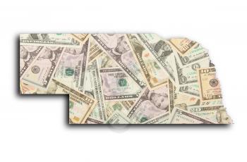 Map of Nebraska filled with US dollars