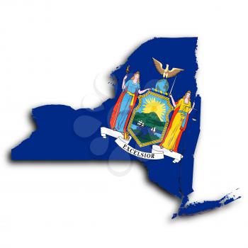 Map of New York  filled with the state flag