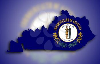 Map of Kentucky filled with the state flag