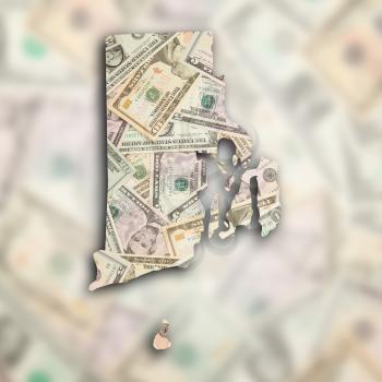 Map of Nebraska filled with US dollars