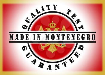 Quality test guaranteed stamp with a national flag inside, Montenegro