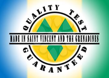 Quality test guaranteed stamp with a national flag inside, Saint Vincent and the Grenadines