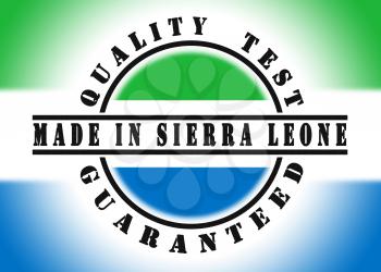 Quality test guaranteed stamp with a national flag inside, SIerra Leone