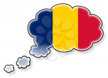 Flag in the cloud, isolated on white background, flag of Romania