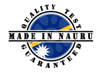 Quality test guaranteed stamp with a national flag inside, Nauru