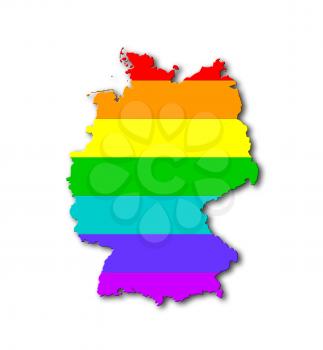 Germany - Map, filled with a rainbow flag pattern