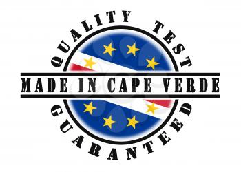 Quality test guaranteed stamp with a national flag inside, Cape Verde