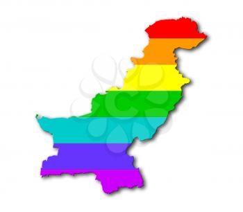 Map, filled with a rainbow flag pattern - Pakistan