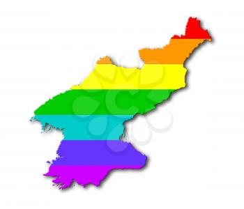 Map, filled with a rainbow flag pattern - North Korea