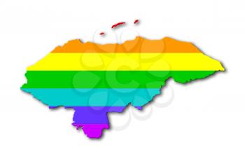 Honduras - Map, filled with a rainbow flag pattern