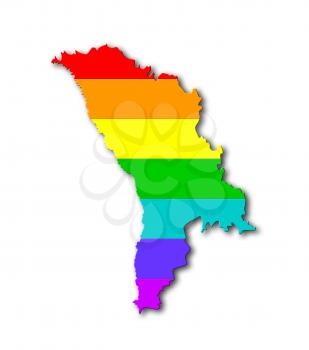 Moldova - Map, filled with a rainbow flag pattern