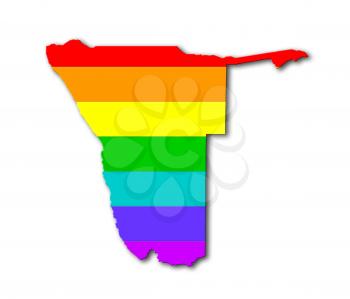Namibia - Map, filled with a rainbow flag pattern