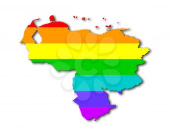 Venezuela - Map, filled with a rainbow flag pattern