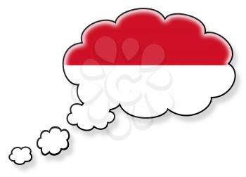 Flag in the cloud, isolated on white background, flag of Indonesia