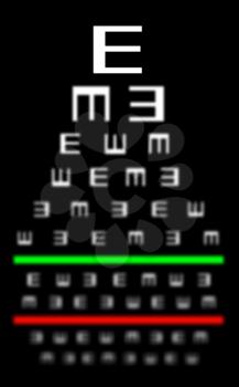 Eyesight concept - Test chart, symbols getting smaller - Eyesight getting worse