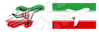 Nation flag - Airplane isolated on white - Iran
