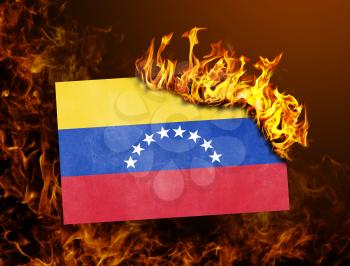 Flag burning - concept of war or crisis - Venezuela