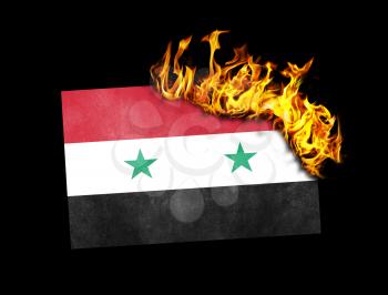 Flag burning - concept of war or crisis - Syria