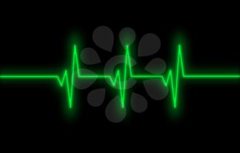 Electrocardiogram - Concept of healthcare, heartbeat shown on monitor - green