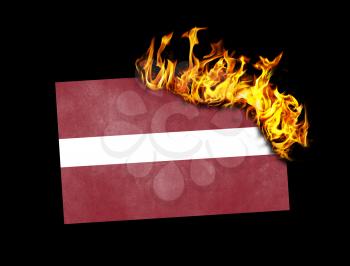 Flag burning - concept of war or crisis - Latvia