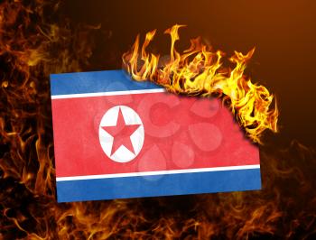 Flag burning - concept of war or crisis - North Korea