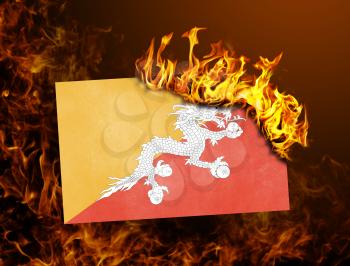 Flag burning - concept of war or crisis - Bhutan