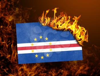 Flag burning - concept of war or crisis - Cape Verde