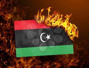 Flag burning - concept of war or crisis - Libya