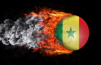 Concept of speed - Flag with a trail of fire and smoke - Senegal