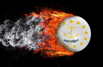 Concept of speed - Flag with a trail of fire and smoke - Rhode Islands