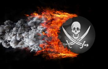 Concept of speed - Flag with a trail of fire and smoke - Pirate