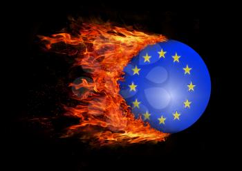 Concept of speed - Flag with a trail of fire - European Union