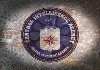 Old rusty metal sign with a flag - CIA