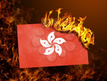 Flag burning - concept of war or crisis - Hong Kong