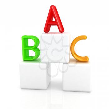 alphabet and blocks on a white background
