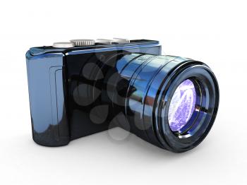 3d illustration of photographic camera on white background