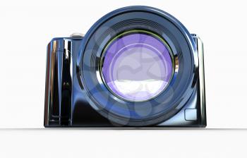 3d illustration of photographic camera on white background