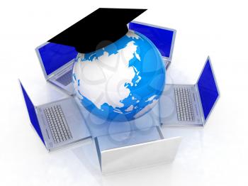 Global On line Education on a white background