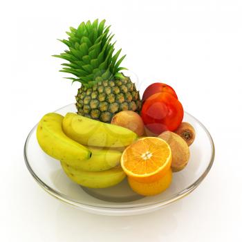 Citrus in a glass dish on a white background