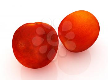 fresh peaches on a white background