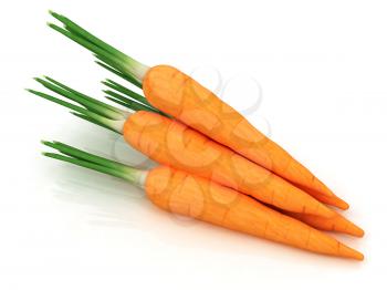 Heap of carrots on a white background