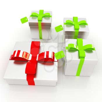 Gifts with ribbon on a white background 